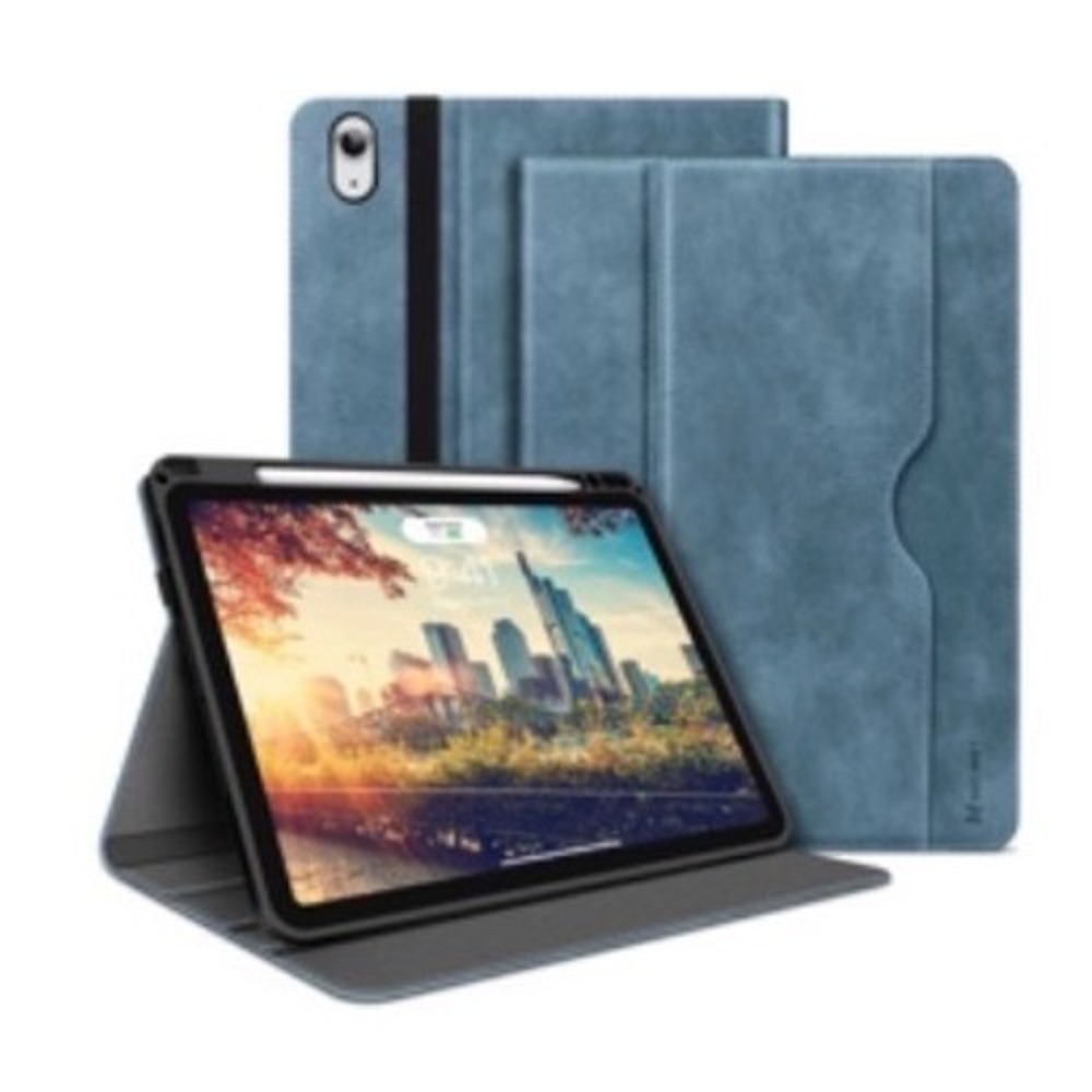 Holimet iPad Air 4th 5th Gen 11 Case Denim Blue Leather Folio Pencil Holder